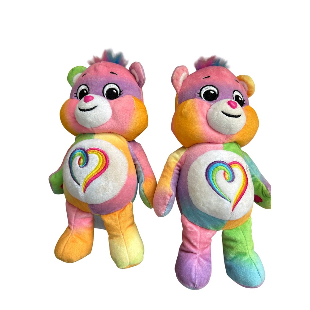 Care Bears Togetherness Bear Rainbow Tie Dye Plush 9" Set of 2 Basic Fun 2021